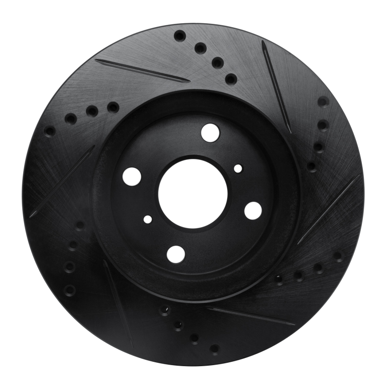 Scion XB Brake Rotor (1) - Front Left - R1 Concepts - Drilled & Slotted - Black - `04-`06